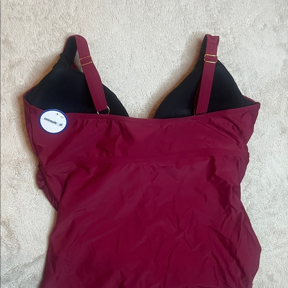 NWT Swimsuits For All Burgundy One Piece Swimsuit - Picture 8 of 12